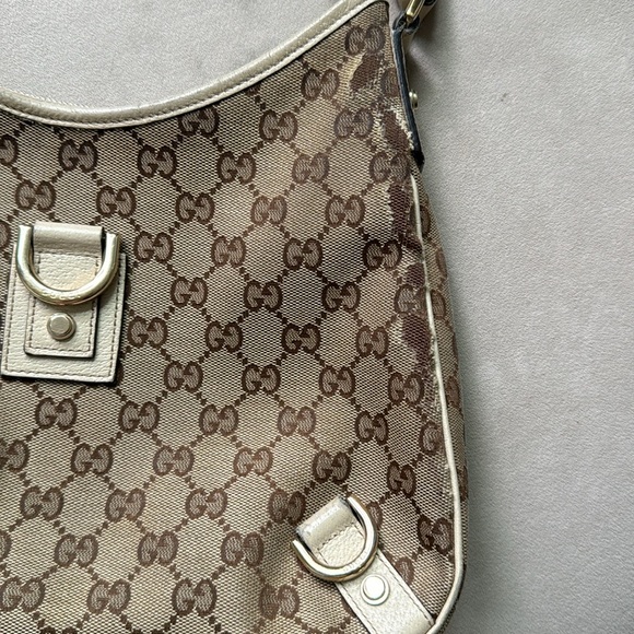 (SOLD)GUCCI Beige GG Canvas and Leather Abbey D-Ring Hobo - Picture 9 of 12